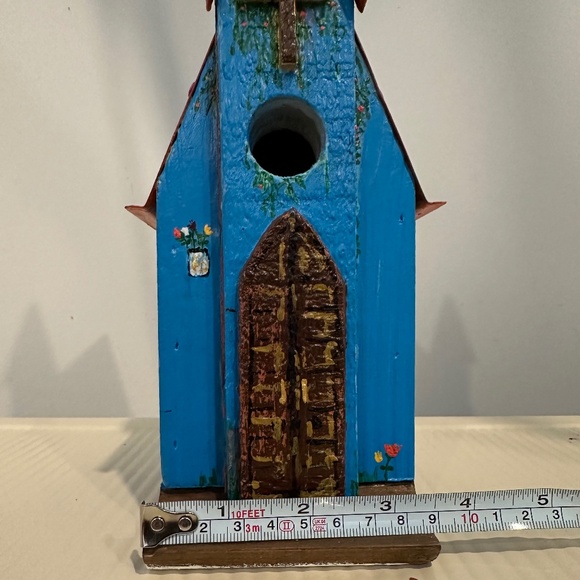 Colorful Decorative Church Birdhouse – Hand-Painted, 12" Tall - Picture 4 of 7